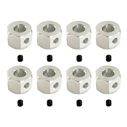 Fivetwofive 8 STÜCKE 5 Mm Bis 12 Mm Metall Kombinierer Rad Naben Sechskant Adapter für D12 C14 C24 B14 B16 MN D90 D91 RC Auto Upgrade Teile, Silber von Fivetwofive