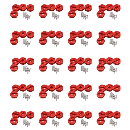 Fivetwofive 80Stück 12 mm Kombinierer Rad Naben Sechskant Adapter Aus Aluminium Legierung für 144001 1/14 RC Auto Teile, Rot von Fivetwofive