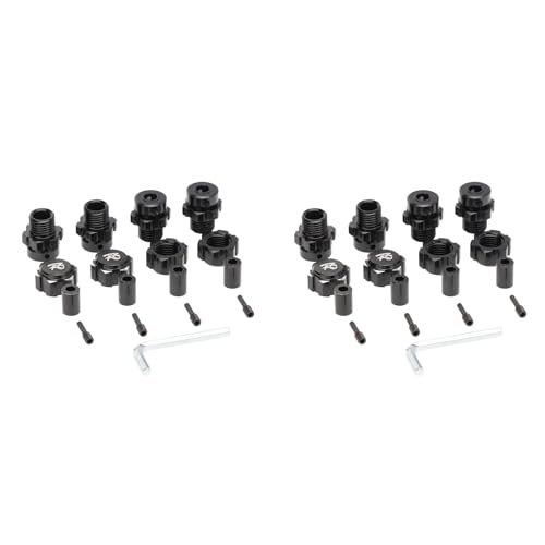 Fivetwofive 8Pcs 17mm Sechskantmuttern Adapter Splined Wheel Extension Combiner für 1/10 E- Summit RC Autoteile, Schwarz von Fivetwofive