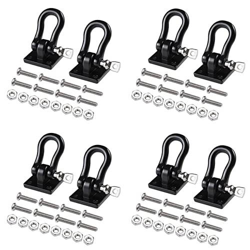 Fivetwofive 8Pcs Anhänger Abschleppschnalle Abschlepphaken Metall Kletteranhänger SchäKel für 1/10 RC Car Truck Climbing Car (Schwarz) von Fivetwofive