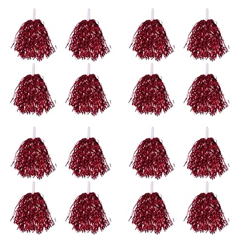 Fivetwofive 96 Stück Cheerleading Pom Poms Metallfolie Cheer Pom Poms mit Kunststoffgriff Rot von Fivetwofive