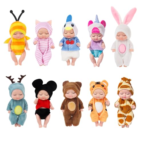 Fivtsme Mini Babypuppen, 10 Stück Mini Reborn Puppen, 4 Zoll Reborn Baby Dolls Newborn, Babypuppen Zubehör Set, Newborn Reborn Baby,Realistisch Kleine Puppe,Miniatur Puppenspielzeug für Kinder Mädchen Fivtsme Mini Babypuppen, 10 Stück Mini Reborn Puppen, 4 Zoll Reborn Baby Dolls Newborn, Babypuppen Zubehör Set, Newborn Reborn Baby,Realistisch Kleine Puppe,Miniatur Puppenspielzeug für Kinder Mädchen von Fivtsme