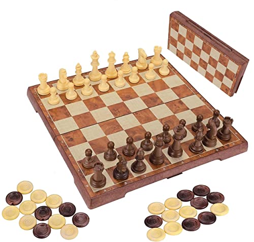 2 in 1 Schachspiel Magnetisch, Fixget Schachspiel Schachbrett mit Deluxe Magnetischem mit Figuren Schachbrett edel Einkla ppbar Holz Schachspiel Schachkassette Komplettes Schachfiguren Set 2 in 1 Schachspiel Magnetisch, Fixget Schachspiel Schachbrett mit Deluxe Magnetischem mit Figuren Schachbrett edel Einkla ppbar Holz Schachspiel Schachkassette Komplettes Schachfiguren Set von Fixget