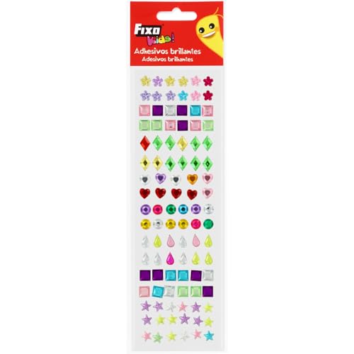 Fixo Kids | 102 glitzernde dekorative Aufkleber 3 | verschiedene Farben und Formen | Sterne, Tropfen, Quadrate, Blumen, Kristalldiamanten | ideal für Kinderhandwerk und Festival-Zubehör Fixo Kids | 102 glitzernde dekorative Aufkleber 3 | verschiedene Farben und Formen | Sterne, Tropfen, Quadrate, Blumen, Kristalldiamanten | ideal für Kinderhandwerk und Festival-Zubehör von Fixo Kids