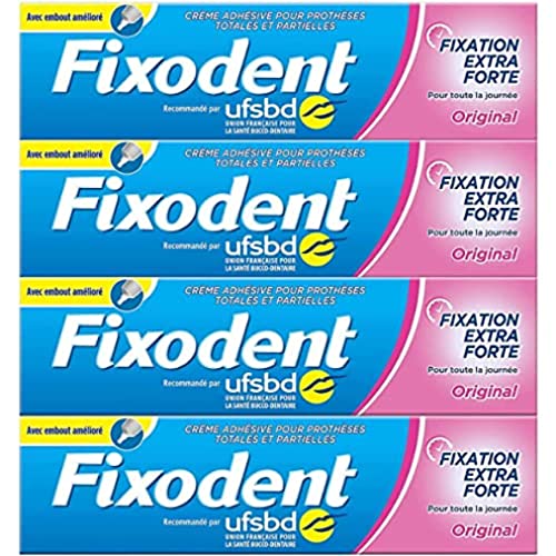 Fixodent Fixative Creme Original Mega-Pack, Klebstoff für Zahnprothesen, extra starker Halt, antibakterielles Schild, weiche Minze, 4 x 47 g Fixodent Fixative Creme Original Mega-Pack, Klebstoff für Zahnprothesen, extra starker Halt, antibakterielles Schild, weiche Minze, 4 x 47 g von Fixodent