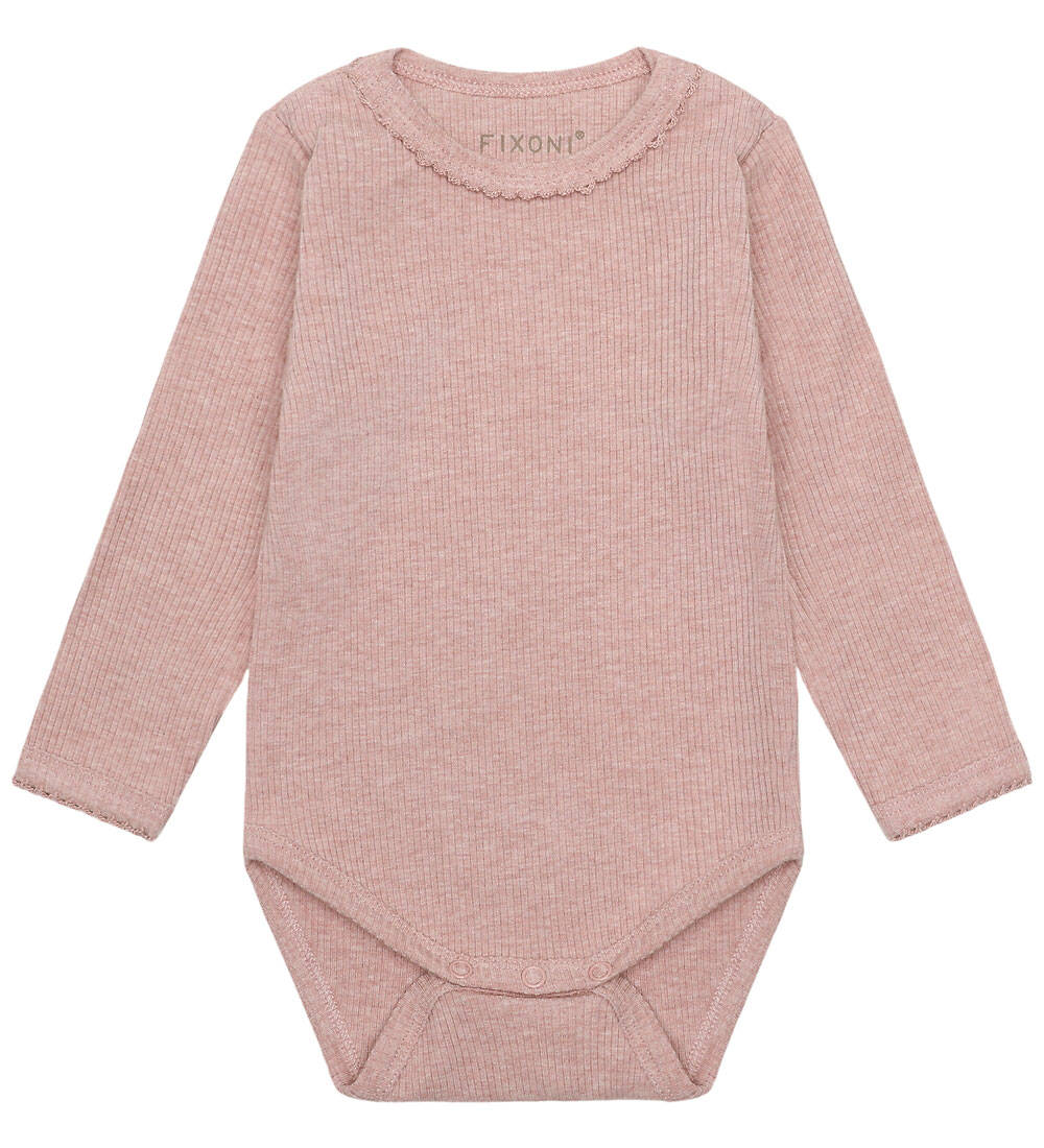 Fixoni Body l/ä - Rib - Pale Mauve Melange - Fixoni - 1½ Jahre (86) - Body L/Ä von Fixoni