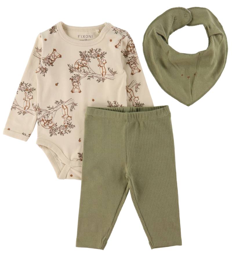Fixoni Geschenkset - Leggings/Babylätzchen/Body l/ä - Transparen - Fixoni - 1 Jahr (80) - Body L/Ä von Fixoni