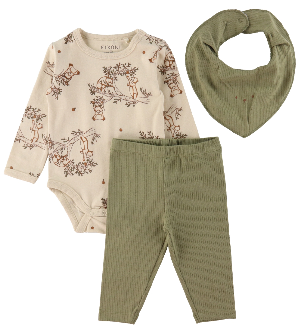 Fixoni Geschenkset - Leggings/Babylätzchen/Body l/ä - Transparen - Fixoni - 74 - Body L/Ä von Fixoni