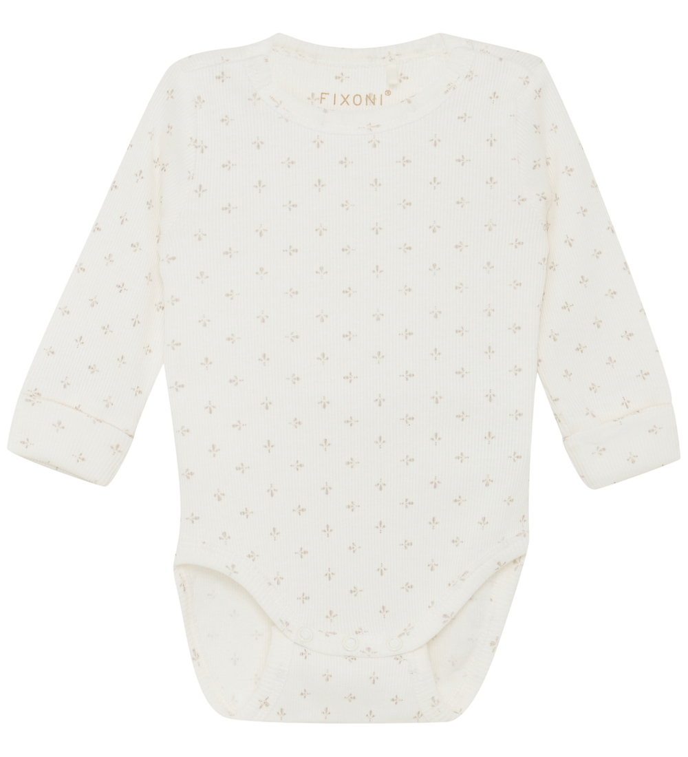 Fixoni Wickelbody l/ä - Rib - Gardenie m. Print - Fixoni - 1 Jahr (80) - Body L/Ä von Fixoni