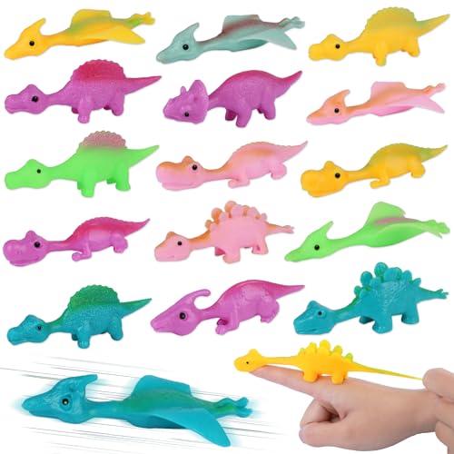 Fizdoqg 15 Stück Schleuder Dinosaurier, Slingshot Dinosaur Finger Toys, Dinosaurier Schleuder Spielzeug, Finger Schleuder Dino, Lustige Fliegende Dinosaurier Spielzeug, Zufällige Farbe von Fizdoqg
