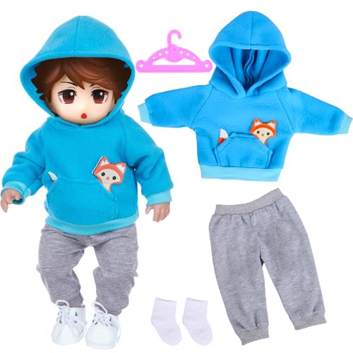 Fizdoqg Puppenkleidung 35-45 cm Baby Puppe Kleidung Puppenkleider Set, Kleidung Outfits für Baby Puppen mit Weiße Socken und Kleiderbügel für Kinder Geschenke Jungen (Blau) von Fizdoqg