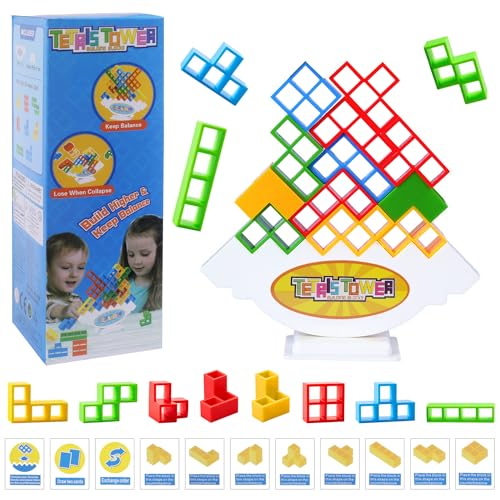 Fizdoqg Tetris Balance Spielzeug, Kreative Stapelspiel Spielzeug, Balance Spielzeug Tower Game, Tetris Spiel Stapeln Spielzeug für Kinder bausteine balancespiel für Jungen und Mädchen ab Jahre 3+ von Fizdoqg
