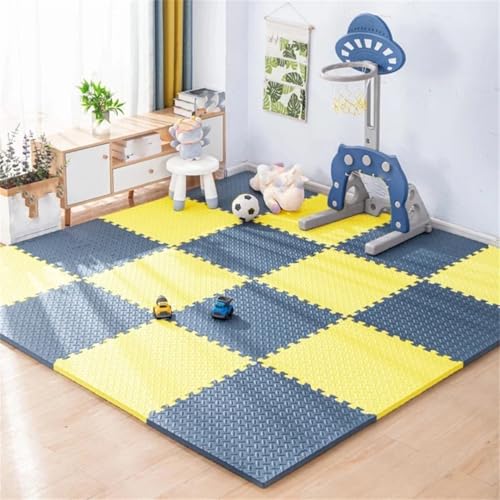 Fjnbbiot 4–20 Stück Schaumstoff-Babyspielmatte für Kinder, ineinandergreifende Übungen, rutschfester Teppich, 30 x 1 cm, Gelb / Blau, 20 Stück von Fjnbbiot