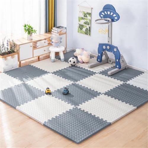 Fjnbbiot 4–20 Stück Schaumstoff-Babyspielmatte für Kinder, ineinandergreifende Übungen, rutschfester Teppich, 30 x 1 cm, Weiß, Grau, 8 Stück von Fjnbbiot