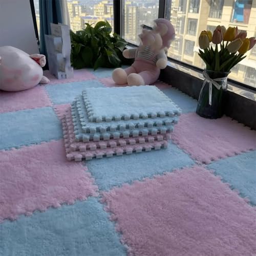 Fjnbbiot Kinderzimmer-Aktivitätsmatte, stoßfeste Plüschschaum-Bodenmatte, weich, rutschfest, Krabbelteppich, hellblau, 1 cm, 10 Stück Fjnbbiot Kinderzimmer-Aktivitätsmatte, stoßfeste Plüschschaum-Bodenmatte, weich, rutschfest, Krabbelteppich, hellblau, 1 cm, 10 Stück von Fjnbbiot