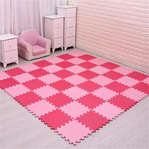 Fjnbbiot Schaumstoff-Spiel-Puzzle-Matte, Nterlocking-Übungsfliesen, Bodenteppich, 29 cm x 0,8 cm, Rose und Pnnrk, 24 Stück von Fjnbbiot