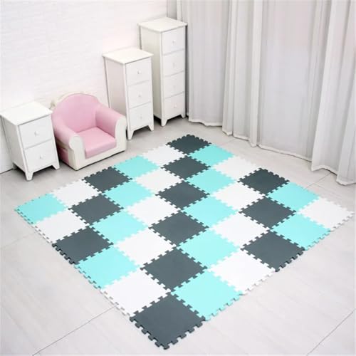 Fjnbbiot Schaumstoff-Spiel-Puzzle-Matte, Nterlocking-Übungsfliesen, Bodenteppich, 29 cm x 0,8 cm, Weiß, EN8, Grau, 24 Stück von Fjnbbiot