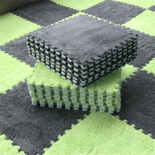 Fjnbbiot Weiche Plüsch-Kindermatte, Schaumstoff-Puzzle-Teppich, warme Kinderspielmatten, ineinandergreifende Teppiche, 30 x 30 x 1 cm, Grau, EN8, 20 Stück von Fjnbbiot
