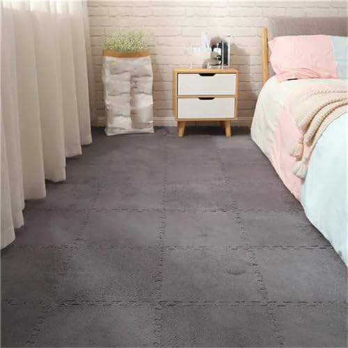 Fjnbbiot Weiche Plüschmatte für Kinder, Schaumstoff-Puzzle-Teppich, Wohnzimmer, Balkon, Spleißbarer Teppich, 30 x 30 x 1 cm, Grau, 20 Stück von Fjnbbiot