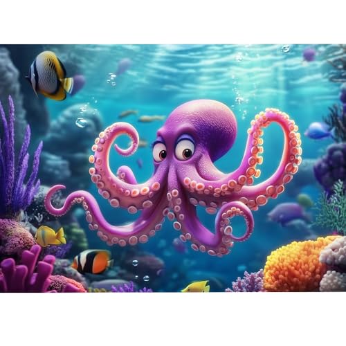 1000 Teile Puzzles für Erwachsene Puzzle 1000 Teile Puzzle Kinder Ältere Tiefsee Oktopus Puzzle Geschenk für Mama Papa Interlock Perfekt Brief auf Rückseite Kein Staub von Flalivi
