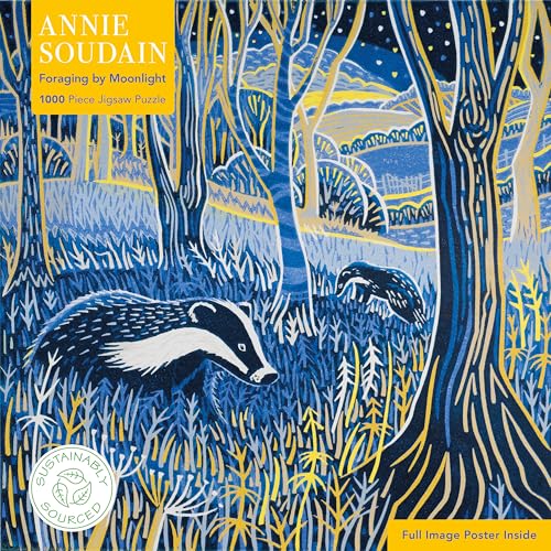 Puzzle - Annie Soudain, Nahrungssuche bei Mondlicht: Unser faszinierendes, hochwertiges 1.000-teiliges Puzzle (73,5 x 51 cm) in Stabiler Kartonverpackung von Flame Tree Gift
