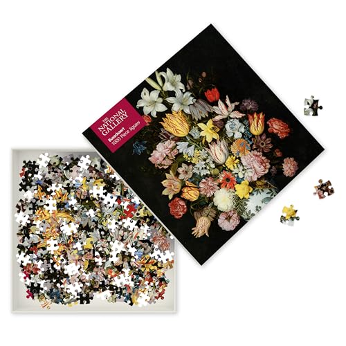 Puzzle - Bosschaert The Elder, Stillleben mit Blumen: Unser faszinierendes, hochwertiges 1.000-teiliges Puzzle (73,5 cm x 51,0 cm) in Stabiler Kartonverpackung von Flame Tree Gift