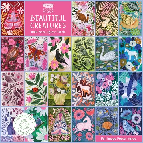 Puzzle - Lee Foster-Wilson, Wunderschöne Geschöpfe: Unser faszinierendes, hochwertiges 1.000-teiliges Puzzle (73,5 x 51 cm) in Stabiler Kartonverpackung von Flame Tree Gift