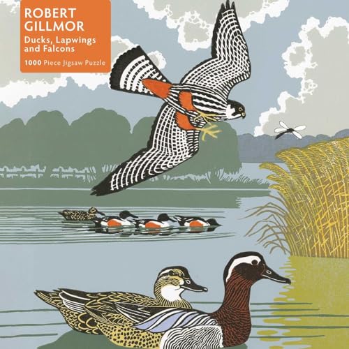 Puzzle - Robert Gillmor, Enten, Kiebitz und Falke: Unser faszinierendes, hochwertiges 1.000-teiliges Puzzle (73,5 cm x 51,0 cm) in Stabiler Kartonverpackung von Flame Tree Gift