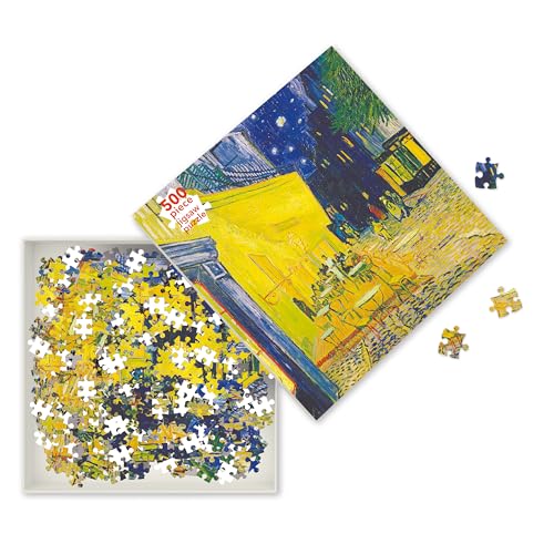 Puzzle - Vincent Van Gogh: Caféterrasse am Abend: Unser faszinierendes, hochwertiges 500-teiliges Puzzle (49 cm x 36 cm) in Stabiler Kartonverpackung von Flame Tree Gift