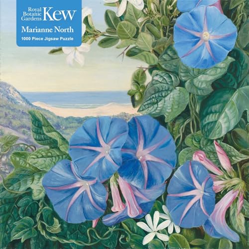 Puzzle - Marianne North, Natal Pflaume und Blaue Prunkwinden: Unser faszinierendes, hochwertiges 1.000-teiliges Puzzle (73,5 cm x 51,0 cm) in Stabiler Kartonverpackung von Flame Tree Gift