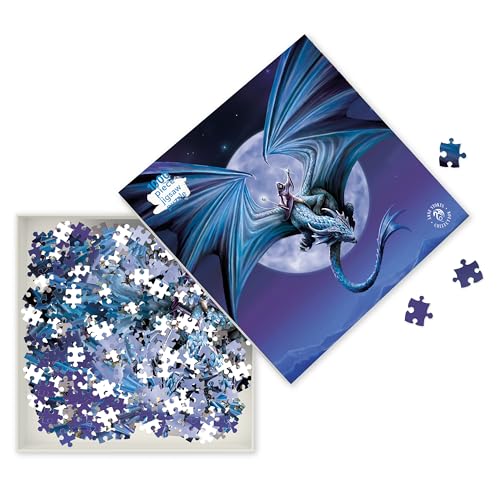 Puzzle - Anne Stokes, Mondstein: Unser faszinierendes, hochwertiges 1.000-teiliges Puzzle (73,5 cm x 51,0 cm) in Stabiler Kartonverpackung von Flame Tree Gift