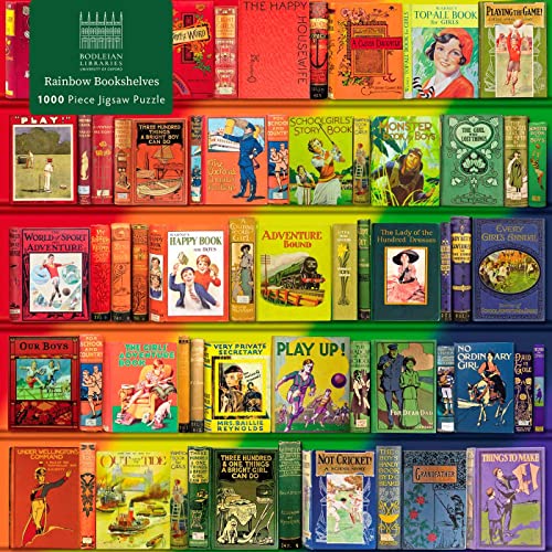 Puzzle - Bodleian Libraries, Regenbogenfarbenes Bücherregal: Unser faszinierendes, hochwertiges 1.000-teiliges Puzzle (73,5 cm x 51,0 cm) in Stabiler Kartonverpackung von Flame Tree Gift