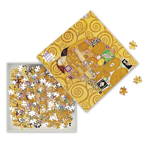 Puzzle - Gustav Klimt: Die Umarmung: Unser faszinierendes, hochwertiges 500-teiliges Puzzle (49 cm x 36 cm) in Stabiler Kartonverpackung von Flame Tree Publishing