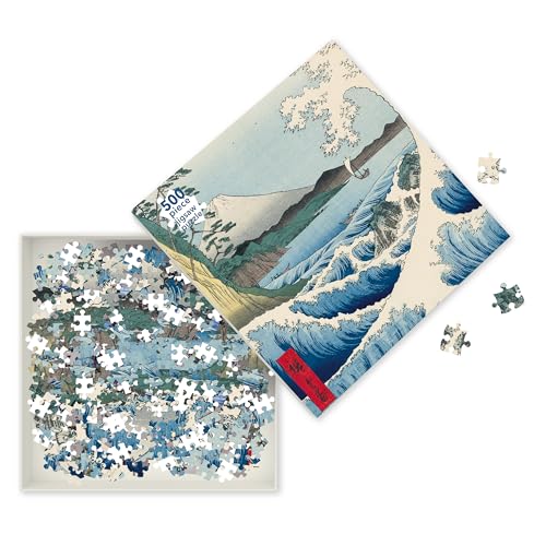 Puzzle - Utagawa Hiroshige, Die See bei Satta: Unser faszinierendes, hochwertiges 500-teiliges Puzzle (49 cm x 36 cm) in Stabiler Kartonverpackung von Flame Tree Publishing