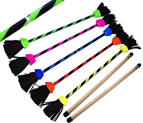 Flash Pro Flower Stick Set – Ultra Grip Silikon beschichtet Flowerstick & Handstäbchen Höchste Qualität, Fiberglas-Schaft, Silikongriff, Wildlederquasten, Befestigungsband (UV-Grün) von Flames 'N Games