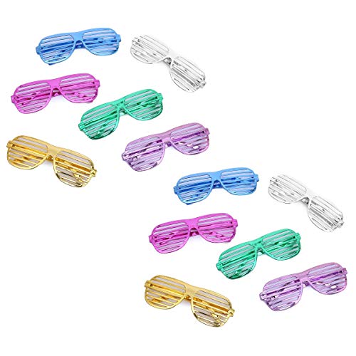 Flanacom Partybrillen 12er Set in 6 verschiedenen Metallic Farben - Partybrille Atzenbrille Scherzbrille Spaßbrillen - Scherzartikel für Geburtstagsparty, Fasching, Karneval, Malle (12er Set) von Flanacom