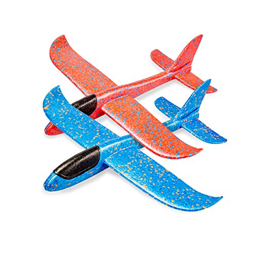 Flanacom Premium Styroporflieger XXL 43 cm - 2er Set - Robustes Flugzeug zum Werfen - Glider - Segelflugzeug - Modellflugzeug - Flieger zum Spielen - Spielzeug für Kinder von Flanacom