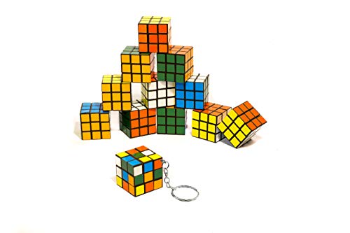 [VERBESSERT] Flanacom Premium Zauberwürfel 12er Set 3.5 x 3.5 cm - Robuste Magic Cubes Mini Set - Kinder Geduldspiel - Spiele für unterwegs - Brainteaser Speed-Cube Spiele (als Schlüsselanhänger) von Flanacom