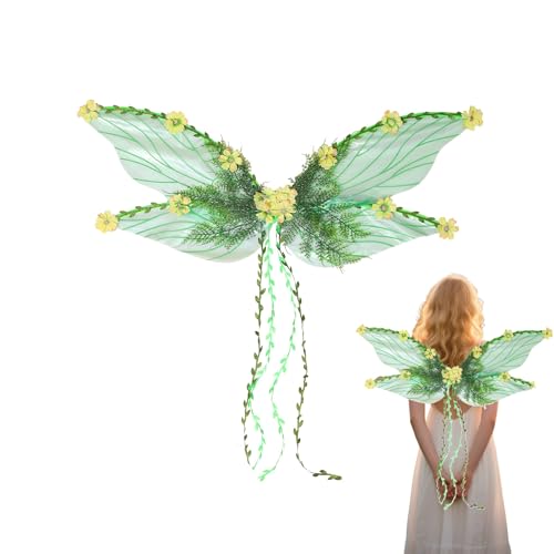 Feenflügel Erwachsene und Kinder, Schmetterlingsflügel mit Künstlichen Blumen und Ranken, Funkelnde Feen Flügel für Weihnachts, Karneval, Geburtstag, Cosplay, Feen Mottopartys (C) von Flanliy