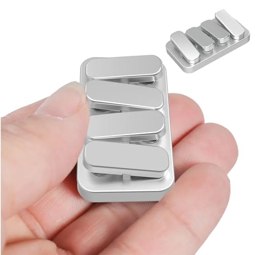 Fidget Toys Slider, 4 Tasten Metall Fidget Slider, EDC Fidget Clicker, Fidget Toys Erwachsene, Magnetisches Fidget Toy Metall Slider Stress- und Angstabbau (Silber) von Flanliy