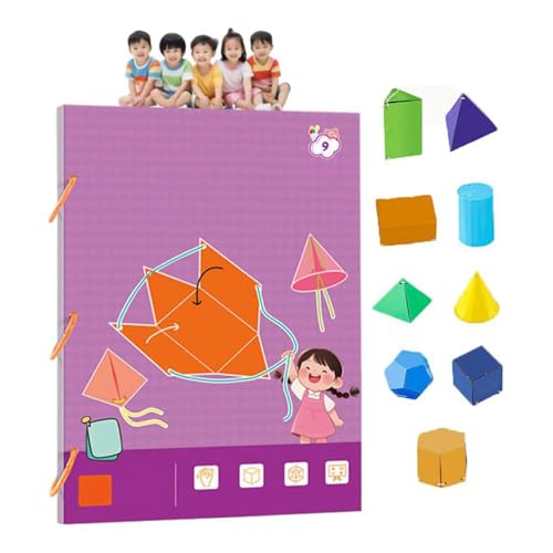 Pull String 3D Geometry Learning Book, Pull String 3D Geometrie Lernbuch mit 9/12/15 Feststoffe, Geometrie Lehrmaterial zum Erlernen von Volumen & Oberfläche Formeln für Jungen & Mädchen (9 Model) von Flanliy