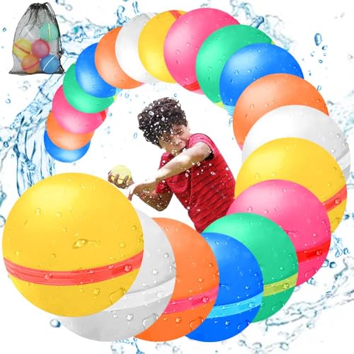 Wasserbomben Wiederverwendbar Wasserbomben Selbstschließend, 6 Stück Magnet Schnell Wiederbefüllbare Silikon-Wasserbomben für Wasserspielzeug Kinder Strandspielzeug Pool Spielzeug (6 pcs) von Flanliy