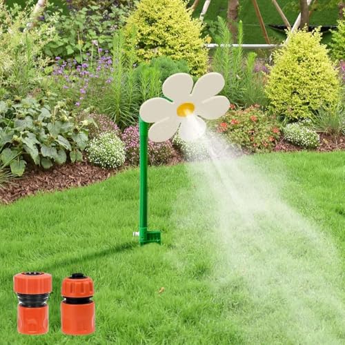 Wassersprinkler Kinder Outdoor, 360° Tanzende Crazy Daisy Rasensprenger Kinder, Wasserblume Sprinkler mit Gartenschlauch Anschluss, Spritzblume Garten Wasserspielzeug Outdoor (Weiß) von Flanliy