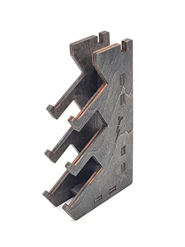 FlashBone Fingerboards | 3 + 1 Fingerboard Rack | (4 Slots Mini) | mit FlashBone Logo (Dark Wood) | Dunkles Holz Halterung Ständer Regal für 4 Fingerskateboards mit Zubehör von FlashBone Fingerboards