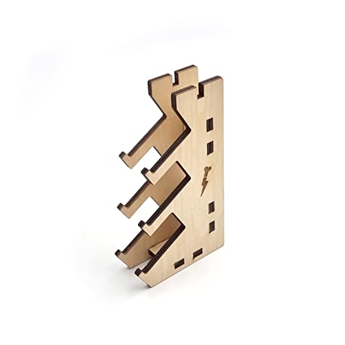 FlashBone Fingerboards | 3 + 1 Fingerboard Rack | (4 Slots Mini) | mit FlashBone Logo (Light Wood) | Helles Holz Halterung Ständer Regal für 4 Fingerskateboards mit Zubehör von FlashBone Fingerboards