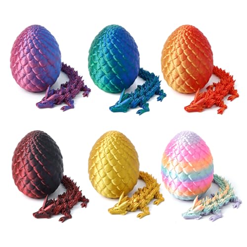 Flavery 3D gedruckte Drachen im Ei-Flexible Kristalldrache innen, Osterei, 3D Fidget Spielzeug, Geburtstagsgeschenk, Schreibtisch Haustier Figur (6 Colors) von Flavery
