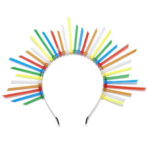 Flayem Karneval Hairhoop Bunte Halo Stirnband Regenbogen Haar Hoop Party Festival Kostüm Haarzubehör für Frauen und Mädchen von Flayem