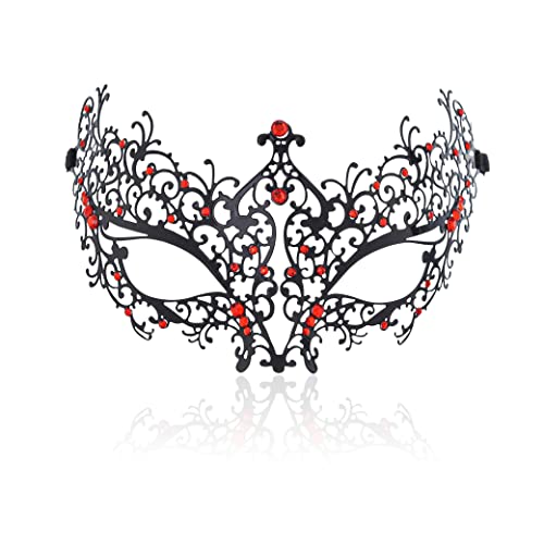 Flayem Schwarz Venezianischer Masquerade Maske Damen Rot Bohrinsel Metall Party Kostüme Mardi Gras Fantastisch Anhang Flayem Schwarz Venezianischer Masquerade Maske Damen Rot Bohrinsel Metall Party Kostüme Mardi Gras Fantastisch Anhang von Flayem