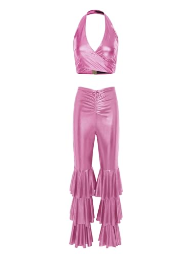 Fldy Damen 70er Jahre Disco Outfit Glitzer Crop Tank Top Metallic Schlaghose Set Karnevalskostüme Party Clubwear Rosa L Fldy Damen 70er Jahre Disco Outfit Glitzer Crop Tank Top Metallic Schlaghose Set Karnevalskostüme Party Clubwear Rosa L von Fldy