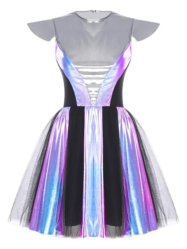 Fldy Damen Alien Kostüm Silber Metallic Space Girl Kleid Halloween Karneval Weltall Cosplay Partykleid Tanzkleid Fldy Damen Alien Kostüm Silber Metallic Space Girl Kleid Halloween Karneval Weltall Cosplay Partykleid Tanzkleid von Fldy